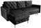 Ares Meble Ecksofa mit Schlaffunktion 227x144 cm - Ottomane Sofa L Form - L Couch 3 Sitzer - Schlafcouch mit Bettkasten - Samt Sofa Glamour - Chesterfield Sofas Ausziehbar - Weiße Beine - Schwarz