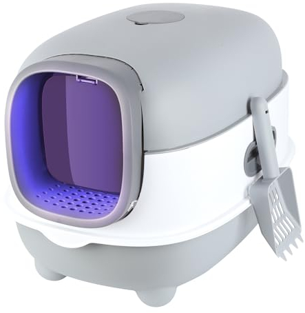 Willonin Bac à Litiere Chat Autonettoyante,Maison de Toilette pour Chat,Bac à Litière Autonettoyante,Litière Automatique Autonettoyant pour Chats (Gris)