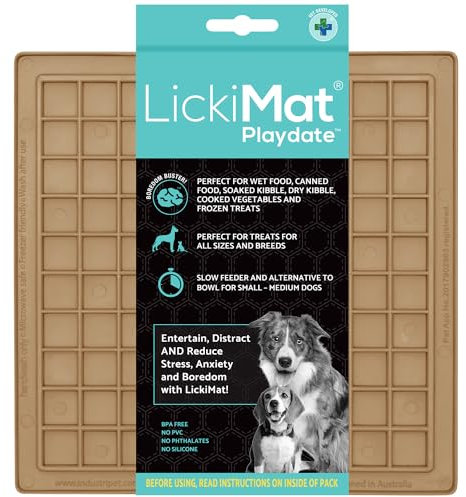 LickiMat Classic Pastel Colours Playdate, Dog Feeding Mat for Boredom & Anxiety Relief, Ideal for Food, Yoghurt or Peanut Butter, Lick Mats, Fun Alternative to Slow Feeder Bowl, Coffee