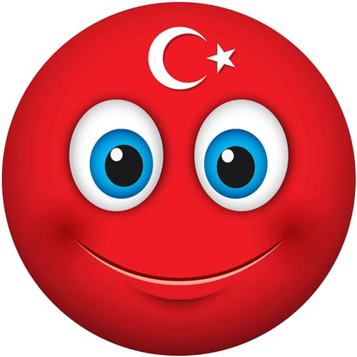 kleberio Selbstklebender Aufkleber wasserfest Autoaufkleber Wohnmobil Sticker Mülltonnenaufkleber Wohnwagen Smile Coole Set Car lustige Fußball Sticker Fahne Fanartikel Türkei 10 x 10 cm
