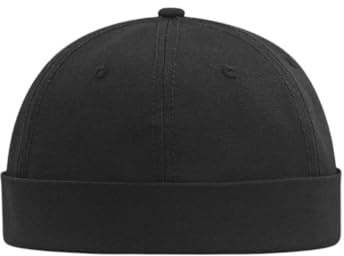 Docker Cap XXL Brimless Hat Oversize Retro No Brim Hüte Plus Size Snapback Beanie, Schwarz , One size