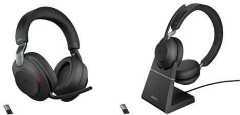 Jabra Evolve2 85 Wireless PC Headset with Charging Stand & Evolve2 65 Wireless PC Headset with Charging Stand