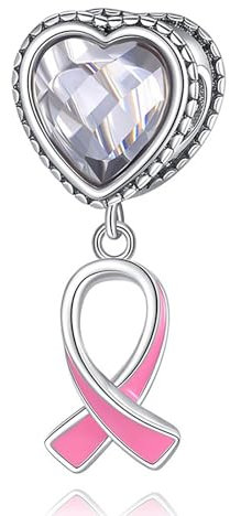 Famuan Coeur avec ruban rouge Charms pour les Femmes Pendentif en Argent Sterling pour Bracelets, Fête des Mères Saint-Valentin Anniversaire Noël Bijoux Cadeaux pour Maman Fille Amis