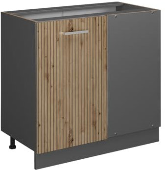 Vicco Armario de Esquina R-Line, Roble Artesanal/Antracita, 86 cm, ET Antracita