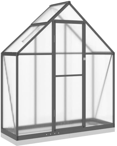 vidaXL Serre avec Cadre de Base Anthracite 169x58x202 cm Aluminium, Serre en Polycarbonate, Serre de Bricolage, abri de Serre, Serre portative