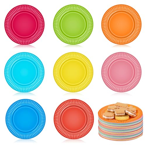 Lot de 40 assiettes en papier colorées, assiettes rondes de 15,2 cm, assiettes jetables en papier, fournitures de fête d'anniversaire pour enfants, fête d'anniversaire, barbecue,mariage(6inch)
