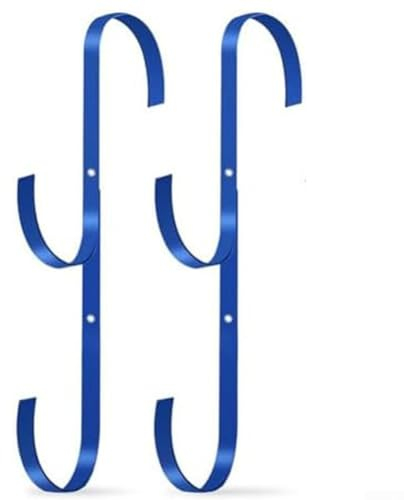 FUBESK Pool-Stangenaufhänger, Schwimmbad-Zaunhaken, blaue Pool-Stangenhaken, Pool-Zaunhaken, Pool-Seitenpool, Laub-Skimmer-Gitter, 2 Stück
