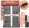 Higu clace Lash-Extension-Set,168PCS Wimpern-Extensions-Set mit 10-16mm D Curl,Wimpern Kleber dauerhaft,Wimpern Pinzette und Wimpern Remover,Cluster Lashes für natürlichen Look DIY zu Hause