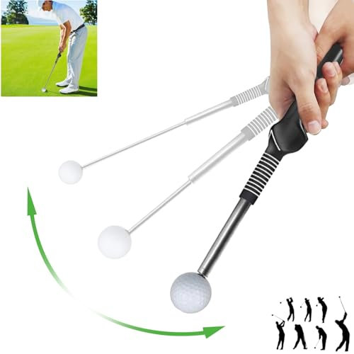 AIBAOBAO Golf Swing Trainer Retractable Golf Swing Training Aid, Adjustable Golf Grip Trainer, Alignment Stick for Men Women Kids Practice, Beginner Tempo Chipping Hitting Training, Posture Correction