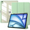 TiMOVO Custodia per Nuovo iPad Air 13 Pollici (M3/M2-2025/2024) con Portapenne, Cover Protettiva per iPad Air 13 con Supporto Pieghevole & Retro Trasparente, Auto Sveglia/Sonno, Verde