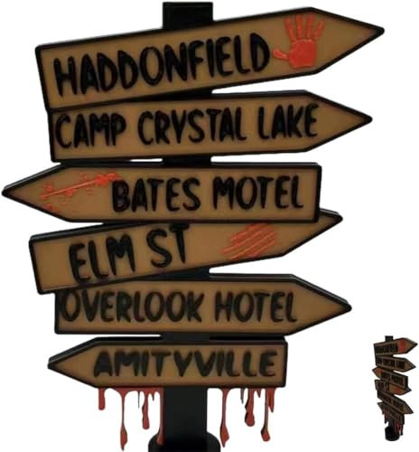 EKsma Straßenschild mit Horrorfilm-Ziel, 3D-gedrucktes Warnschild for Auto, LKW, Garage, Theke, Bar, Schrank – Buchstabenschild for Küche, Kamin, Party, Innendekoration