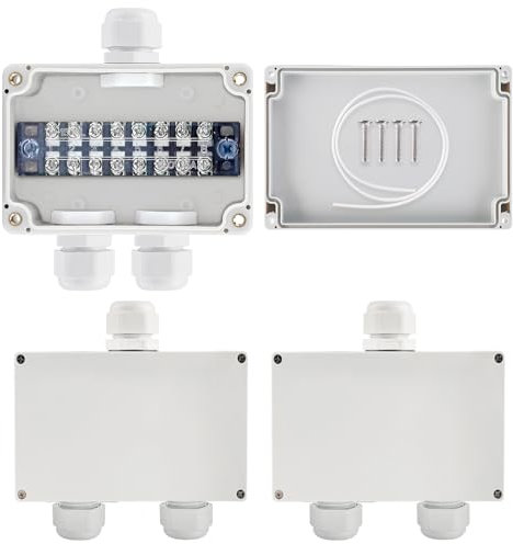 Abzweigdose Wasserdicht IP66, 3 Stück Verteilerdose Außen Wasserdicht, Terminals installiert, Wasserdichte Abzweigdose, Durchgangsklemme 8-Polig Klemmenleiste Klemmen,Für 4-8mm Kabel
