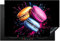 KitchenYeah© Copri Piano Induzione 78x52 cm Cucina Coprifornelli Copertura Protezione Cottura Tutto per la Cucina Amaretti - Dessert - Graffiti - Colore - Rosa - Blu - Giallo