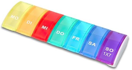 Tablettenbox 7 Tage, Tablettenbox, Tablettenspender, Medikamentenbox, Pillendose, Tablettenteiler Woche, Klein Pillenbox Fächer, für Vitamin, Fischöltabletten, Medikamenten