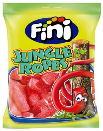 JUNGLE ROPES FRAISE - FINI - 90 Grammes - Halal - Sans matières grasses - SANS GLUTEN - Bonbon - 412