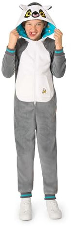 OppoSuits Kinder Einteiliger Pyjamas - Tier-Strampler - Lemur Onesie - Grau