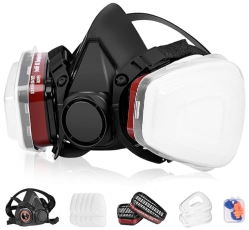 vvuvnem Respirator Mask with Filters, Reusable Respirator Mask for Chemical, Painting, Epoxy Resin, Woodworking