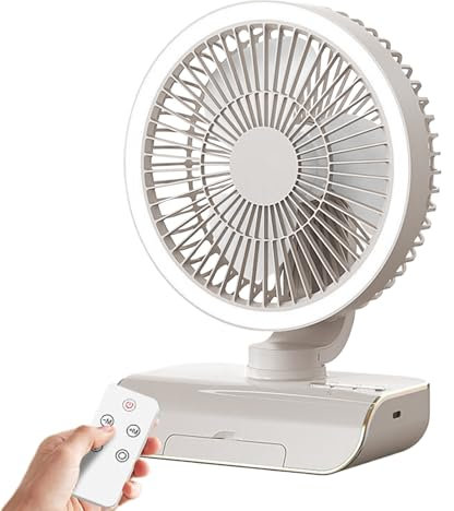 Yiohejy Oscillating Air Circulator Fan - 5 Speeds Oscillating Fan with Remote Control,2000mAh Rechargeable Air Cooler, Travel Supplies for Men, Women