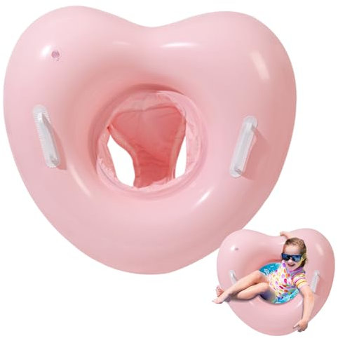 Aufblasbarer Herz-Schwimmring – Romantische Sonnenliege im Flamingo-Stil, Rosa, riesig, für Pool, Strand und Foto-Zubehör, Sicherheits-Schwimmgerät für Mädchen, Dusche