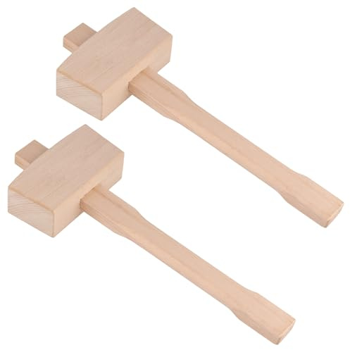 YUENPUN 2 PCS Beech Wood Mallet, Professional Woodworking Mallet, Wood Carving Mallet for Hammering Dowels and Striking Chisels