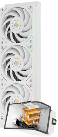 TR-Thermalright Wonder Vision 360 UB ARGB White Wasserkühlung, 6,67'' 3D Curved Screen mit 2400x1080 Auflösung-Magnetisch, 360mm Radiator, für AM5,LGA1851/1700