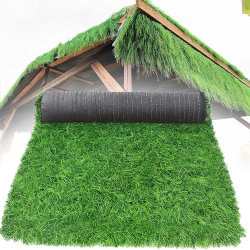 SHAIRMB Tetto in Paglia Sintetica Impermeabile, Copertura in Paglia Sintetica, Tetto in Rotoli, Rotoli di Erba di Palma, per Capanne, Recinzioni, Feste in Giardino,Verde,1x1m(39.4x39.4in)