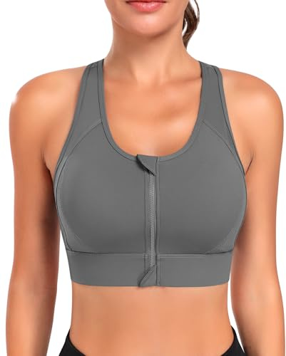 JoyGirl Sport BH Damen Starker Halt Vorderverschluss | Mesh Ringerrücken, Gepolstert, Push Up, Ohne Bügel Yoga Bh, Seamless Sport Bustier, Atmungsaktiv, Komfort, für Fitness, Lauf