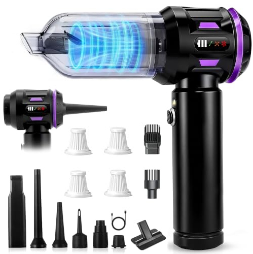 Citybee Handstaubsauger Akku Mini Staubsauger Kabellos - 25000Pa Handstaubsauger Stark 4 in 1 Autostaubsauger mit Bürstenloser Motor - 3 Stufen Tragbarer Staubsauger für Auto Tierhaare Haushalt