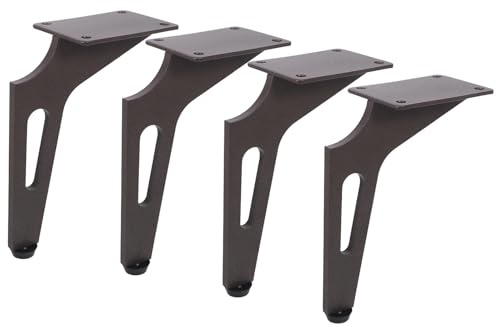 GLEAVI Lot de 4 Pieds de Meubles en Métal 15 CM Pieds de Remplacement pour Canapé Meuble TV et Table Basse Finition Gris Foncé Design Incliné Gain de Place Stabilité Renforcée