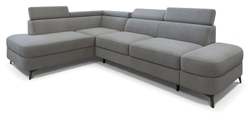 Masseno Ecksofa AVISE MV L-S mit Schlaffunktion L-Form, Klassisch Sofa mit Bettkasten, Wohnzimmersofa, Couch, Soffa, Bettsofa, Couchgarnitur - Grau, MATT Velvet 85