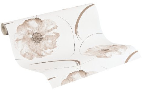 A.S. Création Papiertapete Aquarelle, Mustertapete, floral, beige, braun, creme, 940883