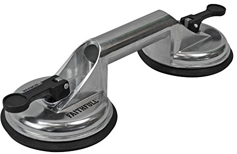 Faithfull FAISUCPAD2 Aluminium Double Pad Suction Lifter 120mm Pads Supports up to 130kg