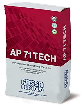 Colla piastrelle FASSA AP71 TECH per ceramica, gres, gres porcellanato colore bianco kg.25