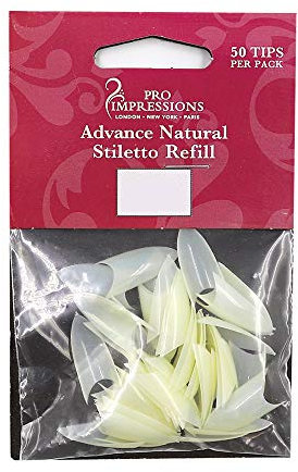 Pro Impressions Advance Natural Stiletto 50 Nail Tips, Size 6