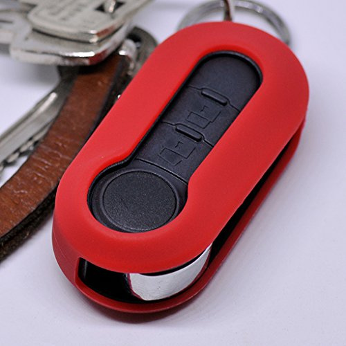 Soft Case Schutz Hülle Auto Schlüssel Klappschlüssel für Citroen Jumper Peugeot Boxer FIAT Ducato 500 Punto Doblo Panda ab ´06 / Farbe: Rot