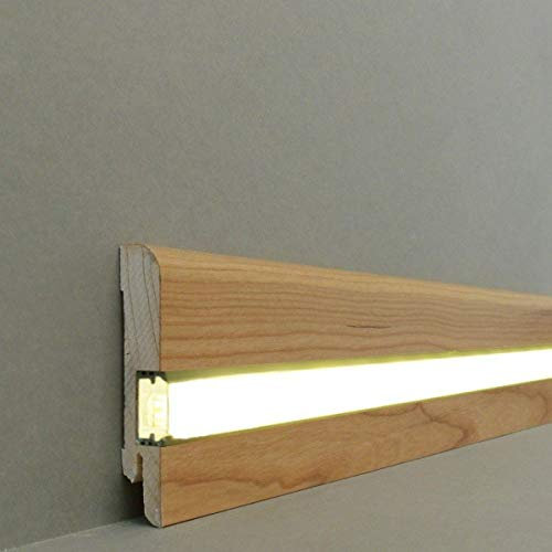 LED | Licht Fuß- u. SockelleistenErfurt 15.70.10L | LED Sockelleiste | Lichtleiste | Inklusive weißer Abdeckung| Profisockelleisten- Kirsche lackiert