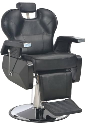 vidaXL Silla de peluquería de Cuero sintético Negra 72x68x98 cm