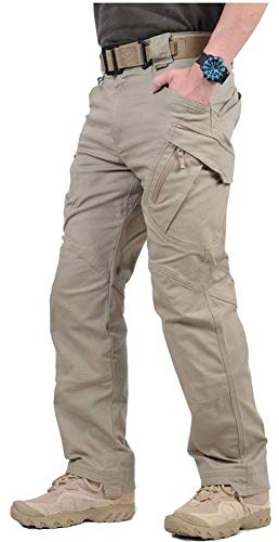 CARWORNIC Gear Men's Hiking Tactical Pants Lightweight Cotton Outdoor Military Combat Cargo Trousers (32W x 30L, Khaki)