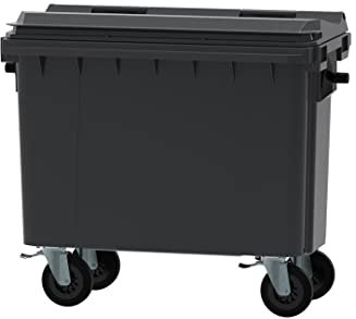 Office Needs Direct Grey Wheelie Polyethylene Bin 500 Litre Wheeled Recycling Waste Bin