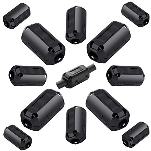 Ferritkern Filter 12 pcs Ferrite Core Rauschunterdrückung Kabel Ringkern Kabel Kabel Ferrit Ferritkern Entstörfilter Ferritkern 9mm Noise Filter Clip für Kabel RFI EMI Rauschunterdrückung