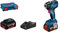 Bosch Professional 18V System GDR 18V-200 - Atornillador de impacto a batería (200 Nm, tornillos diámetro M6 - M16, 2 baterías 4.0 Ah, en L-Case), Azul