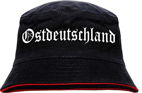 HB-Druck Ostdeutschland Anglerhut - Altdeutsche Schrift - Schwarz-Roter Fischerhut L/XL SchwarzRot