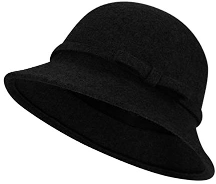 Filzhut Damen Wintermütze Warm Fischerhut Schleife Winterhut Weich Wollmütze Wollfilz Fedorahüte Elegant Damenhut Einfarbig Schirmmütze Filz Topfhut Wandern Glockehut Winter Filzmütze Outdoor