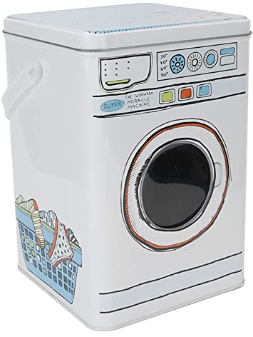 Contenedor de detergente en polvo para la ropa con pantalla decorativa abierta transparente en forma de lavadora con asa para guardar cápsulas de