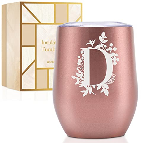 Thermobecher Personalisiert, Geburtstagsgeschenk für Frauen, Personalisierte Geschenke Für Freundin, Schwester, Mütter, Tochter, Tante - Kaffeetasse 340 ml, Kaffeebecher mit Deckel, Roségold, D