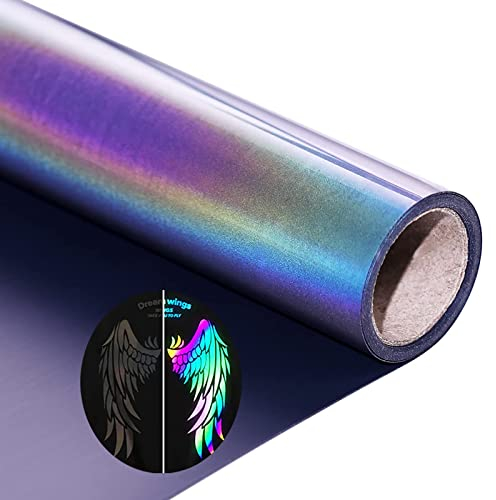 Reflective Heat Transfer Vinyl Rainbow HTV Vinyl Rolls Pack 12 Inch x 5 Feet Iron on Vinyl for T-Shirts DIY Design, for Cricut & Silhouette Cameo Heat Press Machine(Reflective Rainbow htv)
