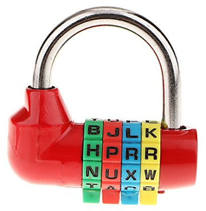 Candado de combinación de letras con esfera de 4 dígitos, color rojo