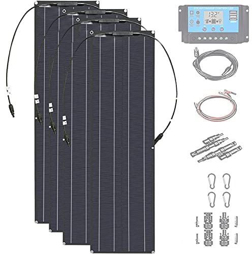 Panel solar flexible 200W 400W 800W 18V Panel solar flexible Cargador solar monocristalino Panel solar impermeable y ultrafino para vehículos recreativos,barcos,casas y superficies irregulares,800W
