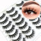 14 paires de faux cils 3D, cils dramatiques à volume moelleux, faux cils aspect naturel, cils de maquillage en faux vison faits à la main réutilisables (01-XK74)