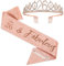 SZHUIHER Schärpe und Tiara zum 26. Geburtstag, Roségold-Geburtstagsschärpe, Krone 26 & fabelhafte Schärpe und Tiara für Mädchen, Geschenke zum 26. Geburtstag für glückliche 26. Geburtstagspartys